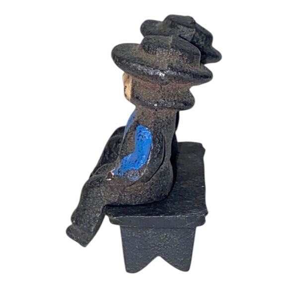 Vintage John Wright Cast Iron Amish 2 Boys on Bench 1997 Hand Painted Figurines - Picture 3 of 11